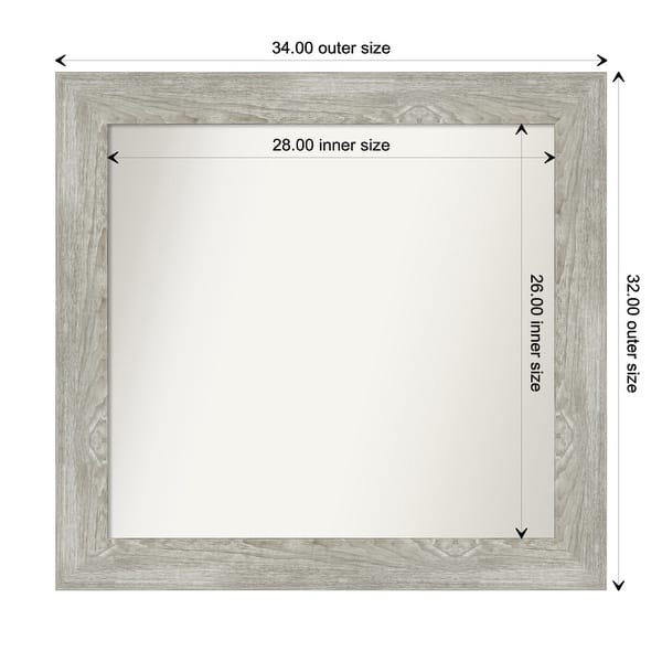 dimension image slide 88 of 113, Dove Greywash Framed Non-Beveled Custom Wall Mirror, Bathroom Vanity Mirror
