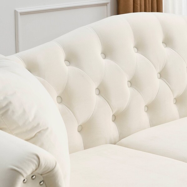 2-pcs Combination sofa Set, 3-seater Beige Velvet Sofa Solid 2-pcs Combination sofa Set, 3-seater Beige Velvet Sofa Solid