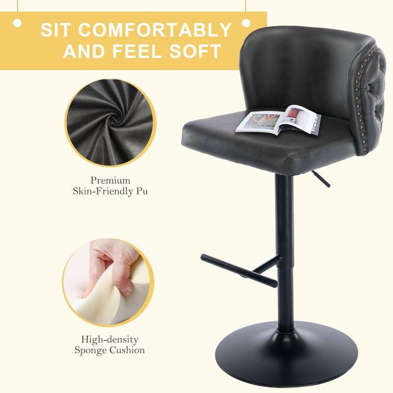 Modern Upholstered Swivel Adjusatble Height Barstools Set of 4