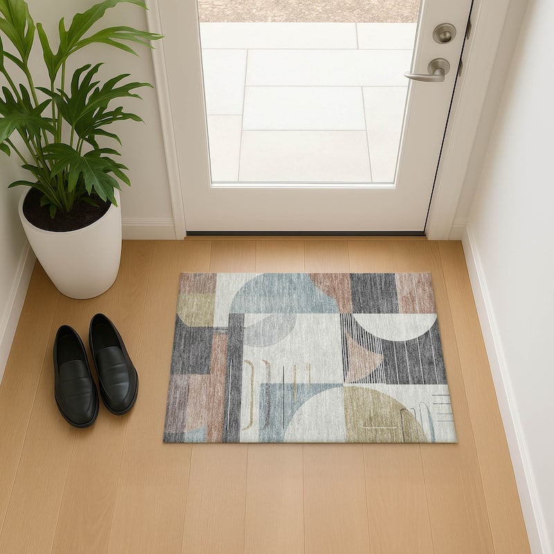 Premium Washable Super Soft Contemporary Mayfield Rug - Paprika - 1'8" x 2'6"