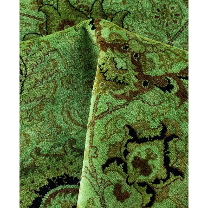 Overdyed One-of-a-Kind Hand-Knotted Area Rug - Green - 9' 1" x 9' 1"