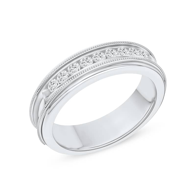 IGI Certified 1/3ct TDW Diamond Wedding Band in 14k White Gold for Men