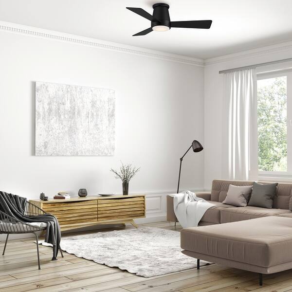 Hug Indoor And Outdoor 3 Blade Smart Compatible Flush Mount Ceiling Fan 44in With 3000k Led