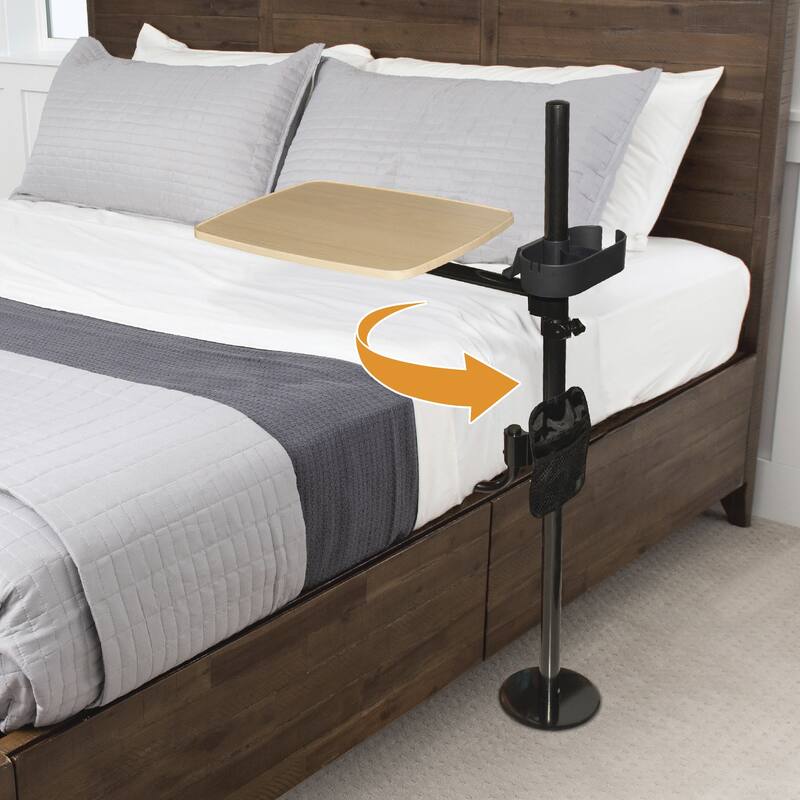 Stander EZ Swivel Adjustable MDF Bedside Computer Desk Overbed Table - Maple
