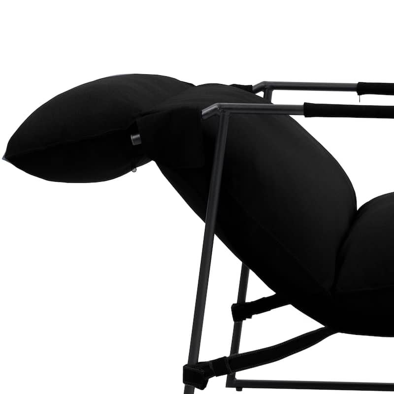 Metal Sling Accent Chair Armchair with Adjustable Headrest