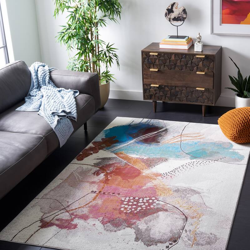 SAFAVIEH Aria Kiwako Modern Abstract Rug - 8' x 10' - Ivory/Red
