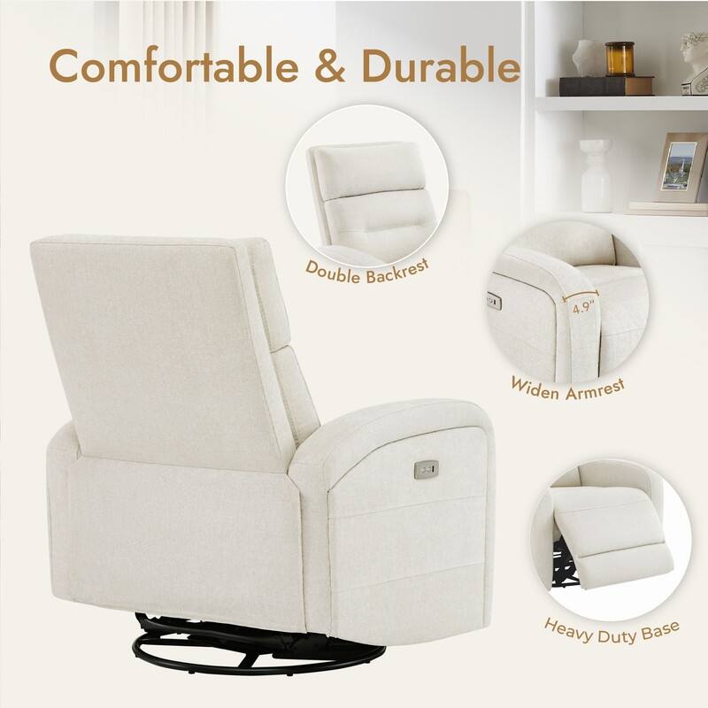 Spruce & Spring Cheryl Power Glider Swivel Rocker Recliner Chair Nursery Recliner