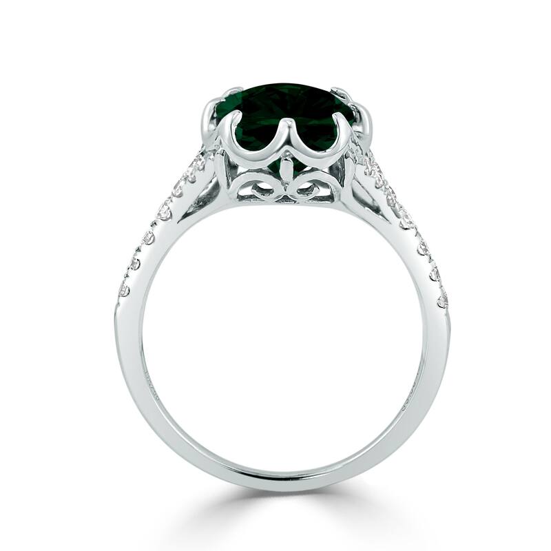 Auriya 2 1/2ct Oval Green Emerald and Diamond Ring 1/4ctw 18K Gold