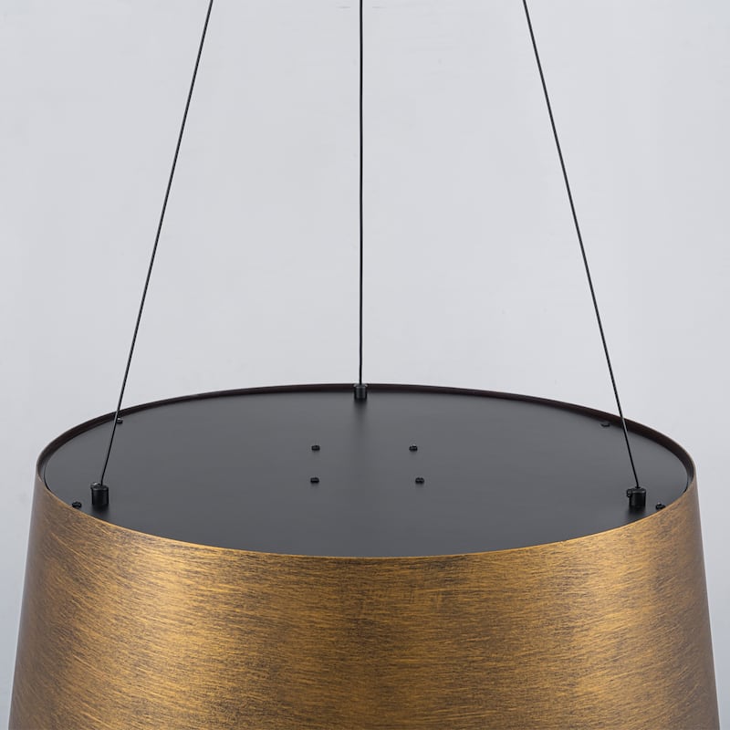 Industrial Antique Gold LED Drum Metal Pendant Light for Dining and Living Room - Antique Gold