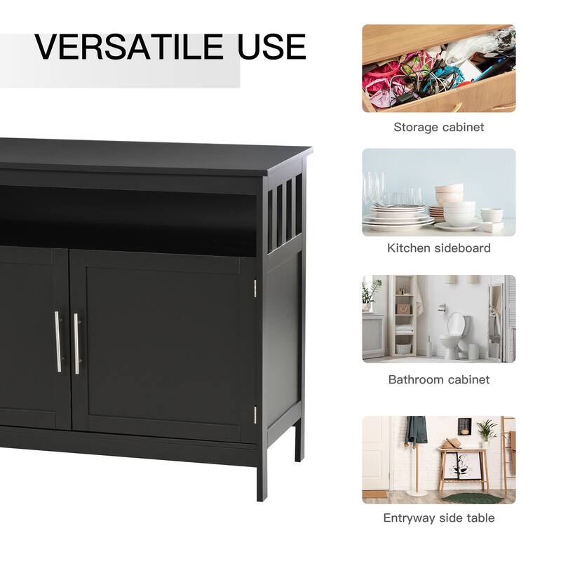 HOMCOM Kitchen Console Table, Buffet Sideboard, Wooden Storage Table with 2-Level Cabinet and Open Space