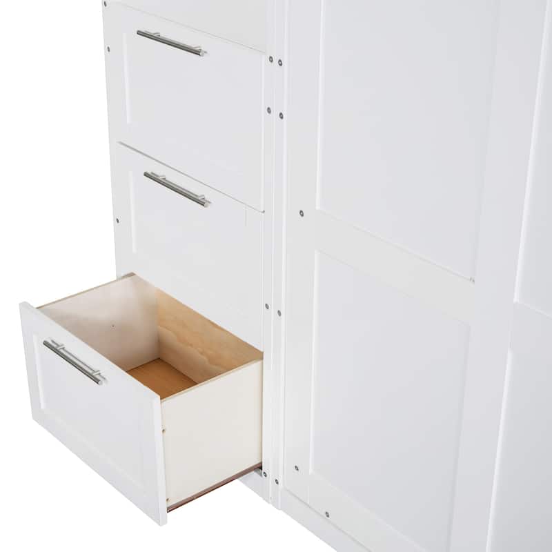 Modern Queen Murphy Bed with Closet, Drawers & Shelves