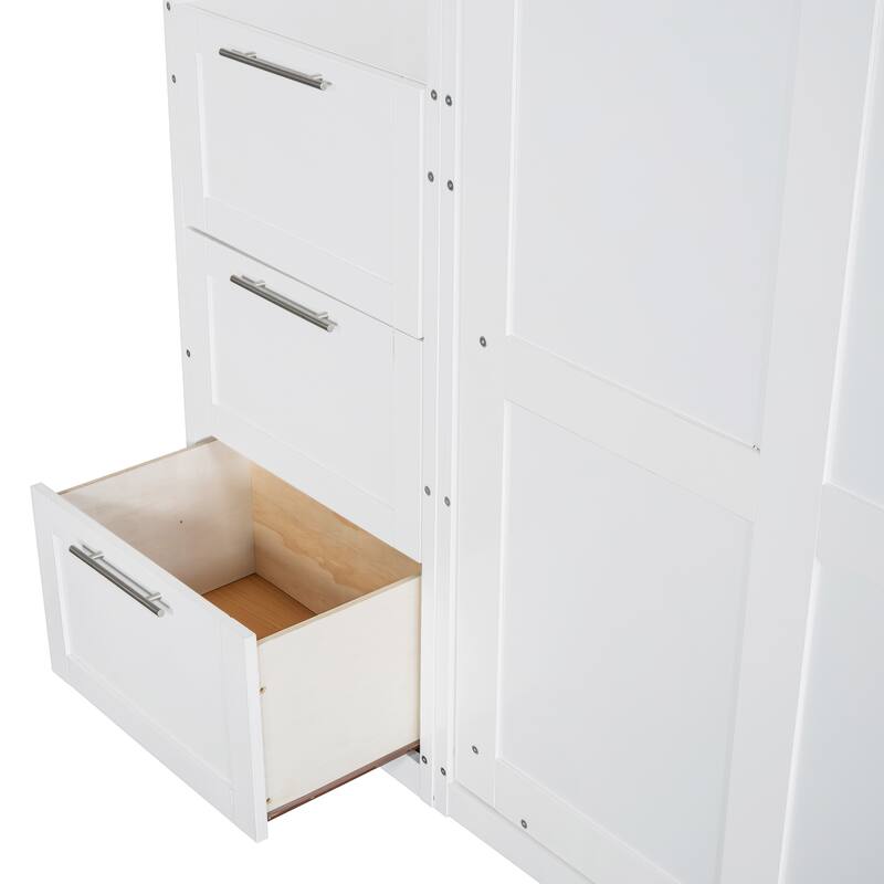 Queen Murphy Bed with Built-In Wardrobe, Drawers, and Adjustable Shelving - Ideal for Small Spaces
