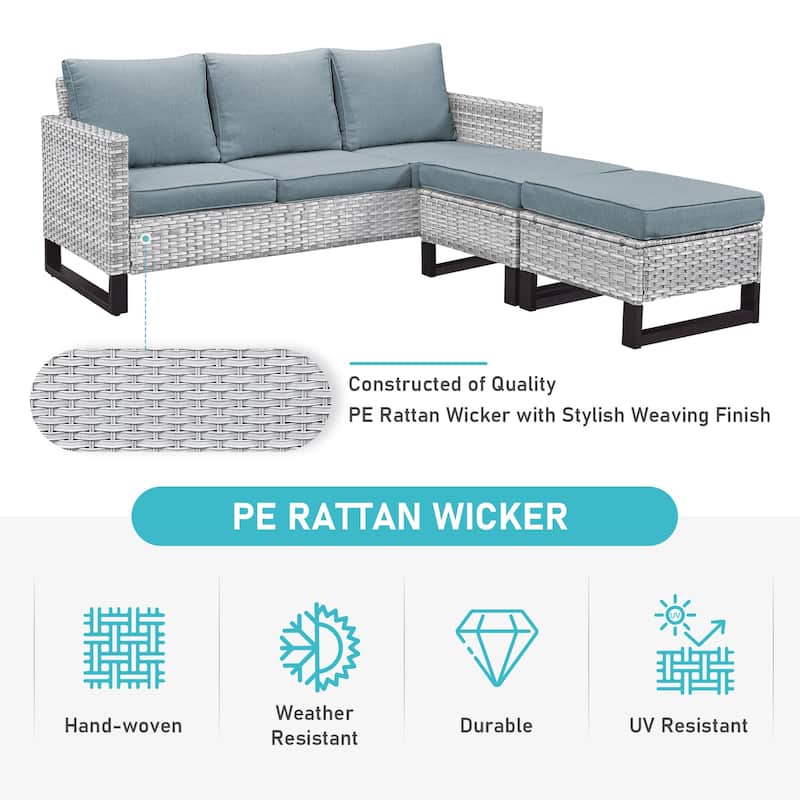 Gymojoy Outdoor Patio Sofa Rocking Chair Ottoman Set