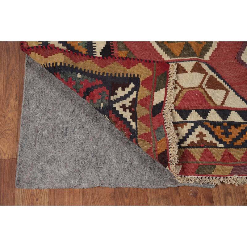 Hand Woven Oriental 100% Wool Carpet Southwestern Tribal Red Kilim Area Rug - 6' 11'' X 5' 3''
