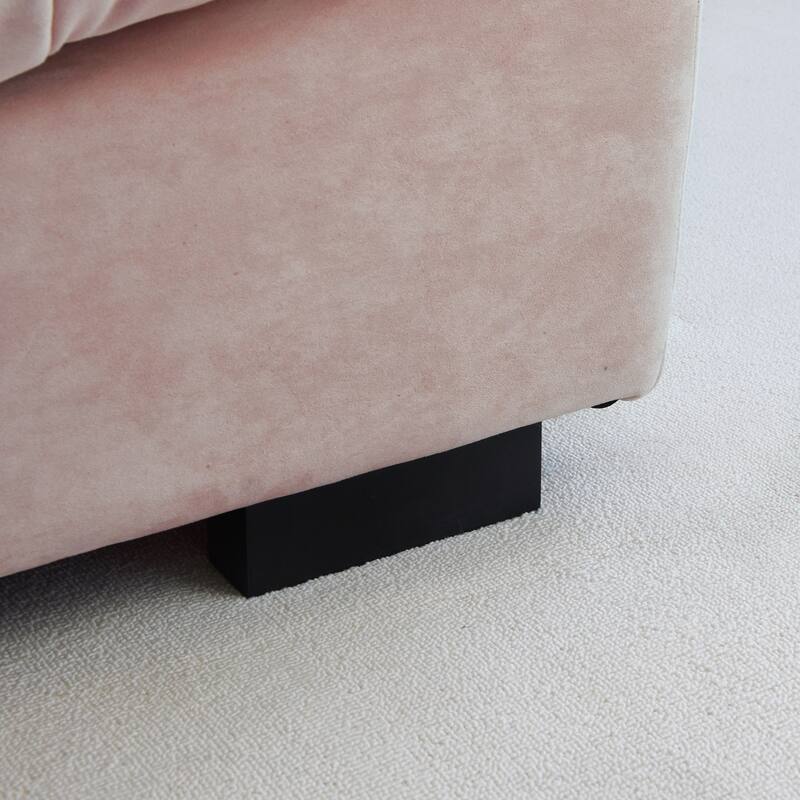 105'' Modern Section Sofa with Arms Velvet Fabric Sofa For Living Room