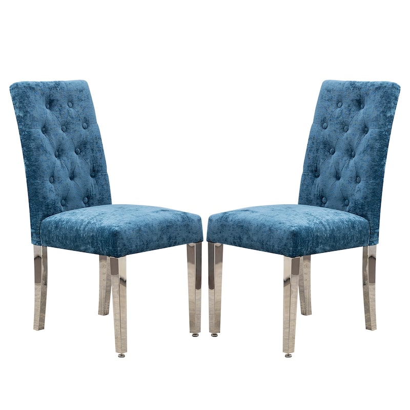 Modern Velvet Upholstery Dining Chair for Kitchen (Set of 2) - Lake Blue