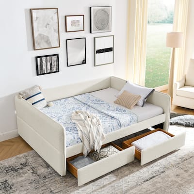 Daybed with Trundle Upholstered Tufted Sofa Bed