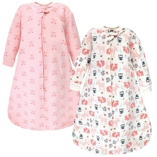 Hudson Baby Infant Girl Premium Quilted Long Sleeve Sleeping Bag and Wearable Blanket, Girl Forest