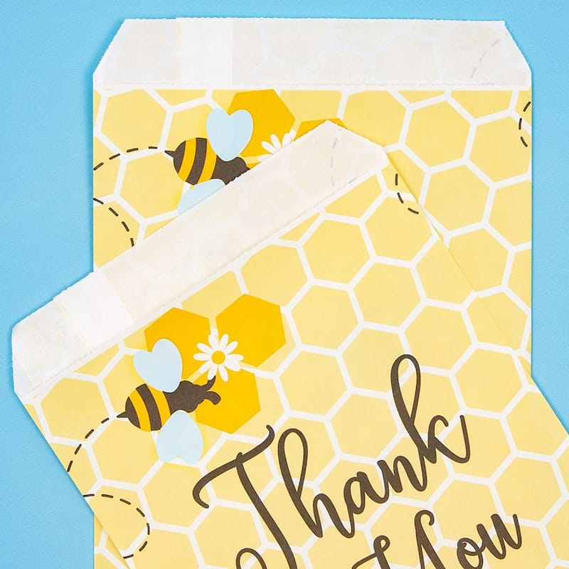 Sparkle and Bash 100pcs Bumblebee Party Favor Goodie Bag for Honey Bee Baby Shower Treat Gifts 7"