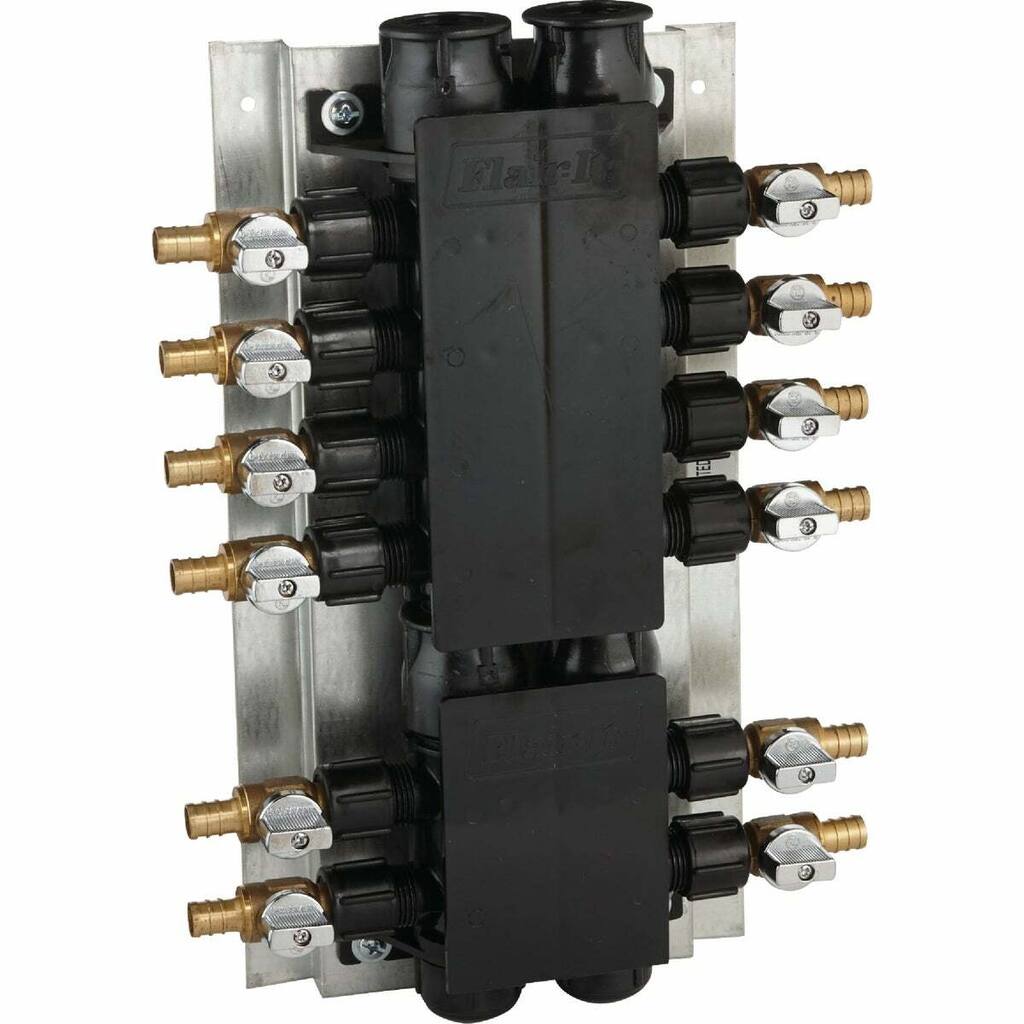 SharkBite 12 Port Barb PEX Manifold with Brass Ball Shutoff Valves - 1 Each - 12-Port PEX Manifold