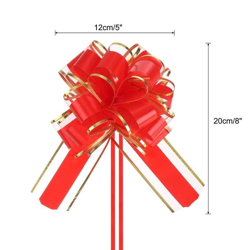 10pcs 6" Large Pull Bow Organza Gift Wrapping Bows Ribbon for Wedding - Red - 6 Inch
