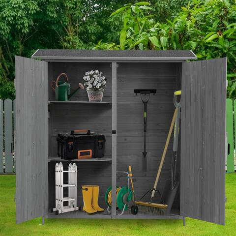 Outdoor Storage Shed with Lockable Door Detachable Shelves