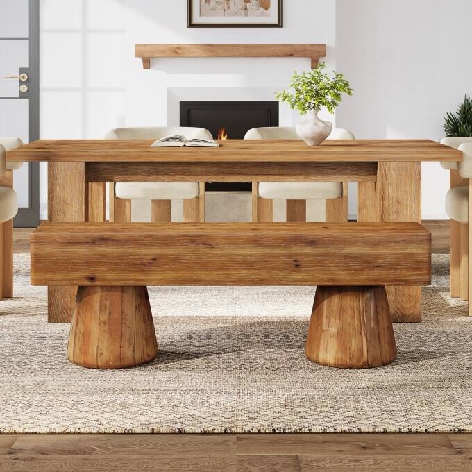 47" Solid Wood Dining Bench, Farmhouse Kitchen Table Bench Seat