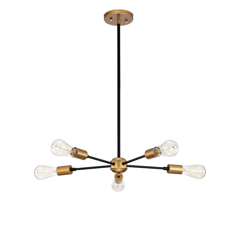 Chandelier Linear Matte Black Gold 5-Light