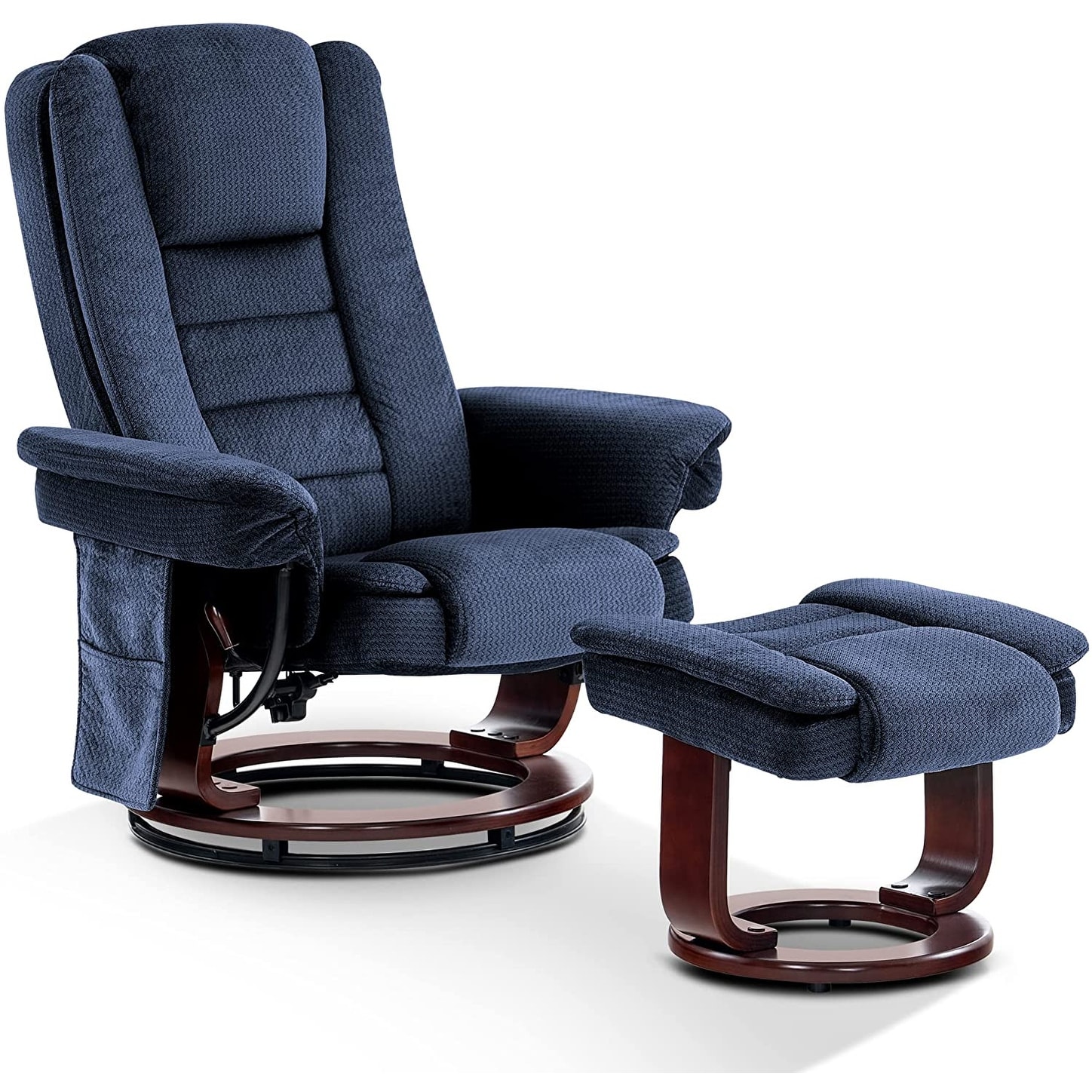 Mcombo Recliner Chair with Ottoman Fabric Massage Swivel Chair