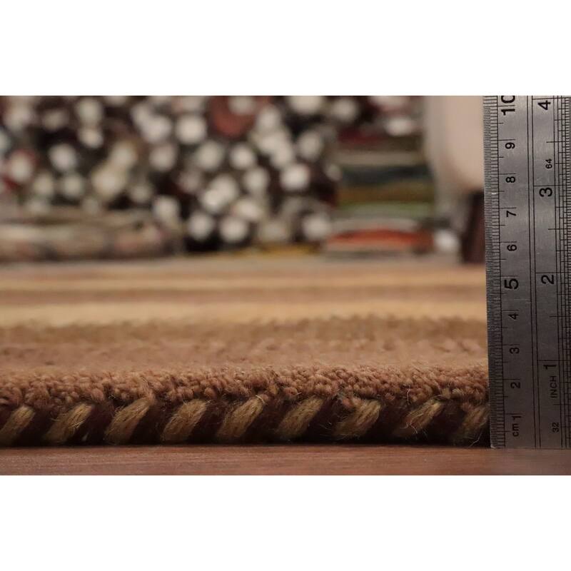 Hand Knotted Oriental 100% Wool Carpet Modern Geometric Brown Gabbeh Area Rug - 7' 11'' X 5' 8''