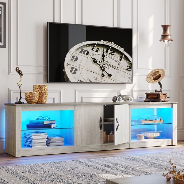 70 inch TV Stand 20 Color RGB Light Entertainment Center On Sale