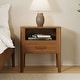 preview thumbnail 1 of 15, GDFStudio - Miri Mid-Century Modern Solid Bamboo Wood Nightstand with Drawer & Open Shelf, Softly Curved Edges Design Brown