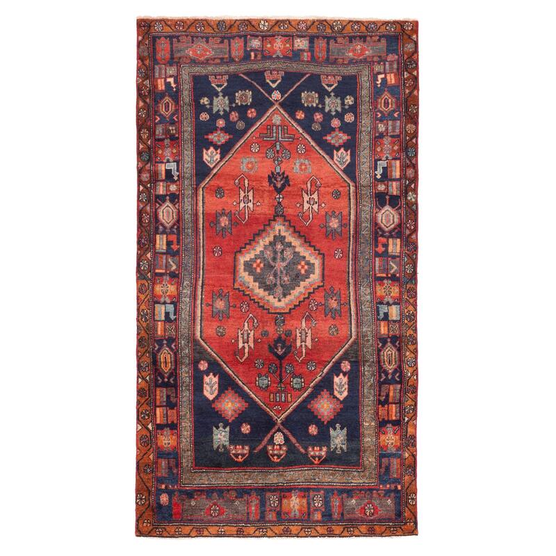 ECARPETGALLERY Hand-knotted Anadol Dark Navy, Red Wool Rug - 4'8 x 8'10