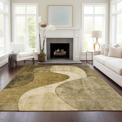 Machine Washable Indoor/ Outdoor Chantille Modern Abstract Rug
