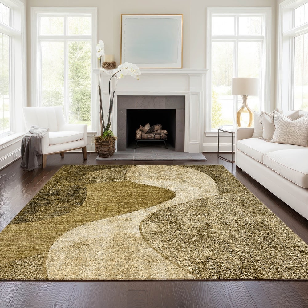 Machine Washable Indoor/ Outdoor Chantille Modern Abstract Rug