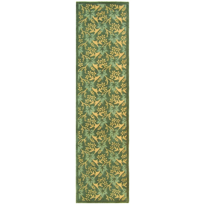 SAFAVIEH Handmade Berkeley Geronima Botanical Wool Rug - 2' 6" x 8' - Blue - Runner