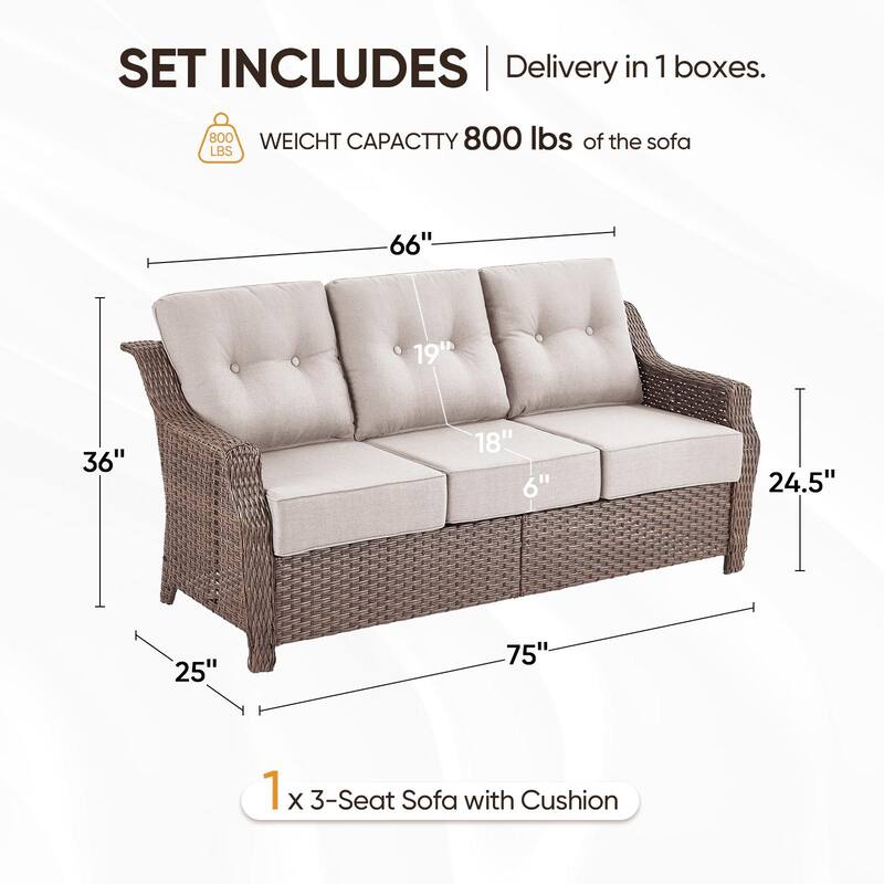 Pocassy Wicker Sofa Chair Set for Garden