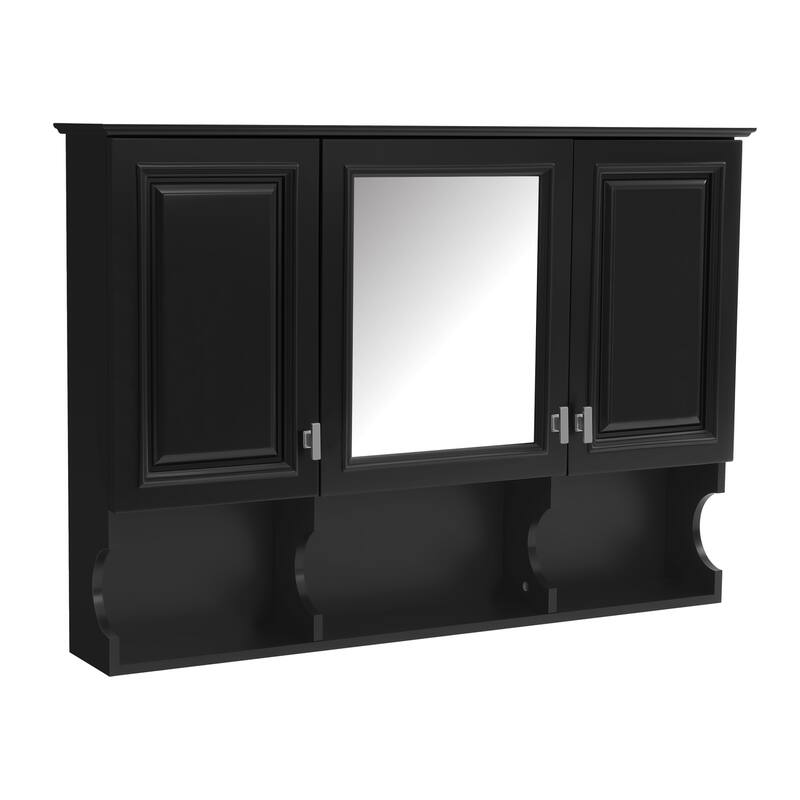 Roomfitters 41 Inch Mirror Medicine Cabinet with Open Shelves, Wall Mount Storage with Adjustable Shelf & Doors