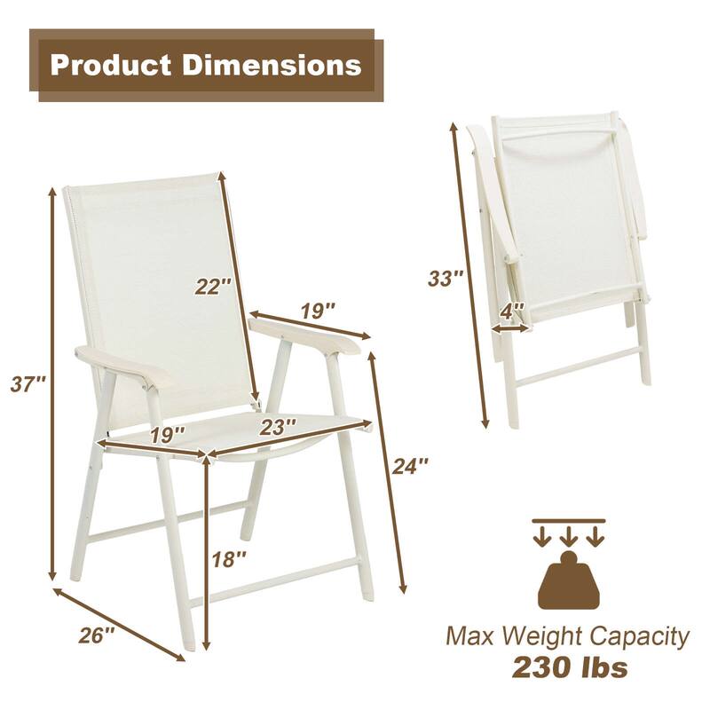 Aoodor Set of 4 Patio Folding Chairs