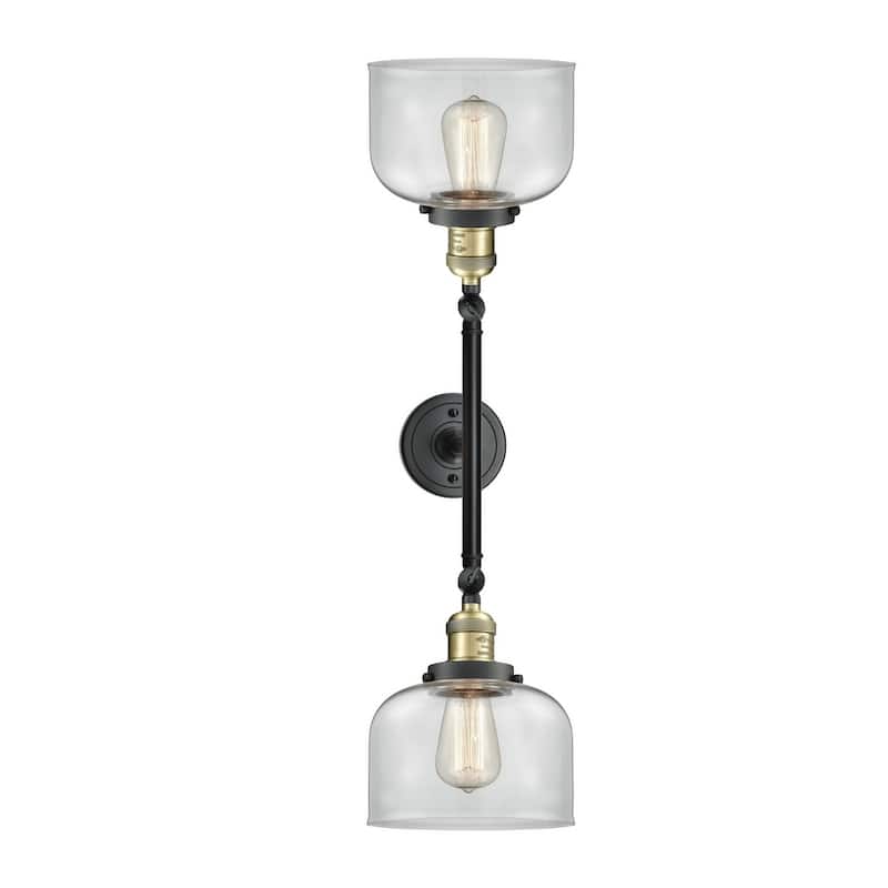 Innovations Lighting Large Bell 2 Light 23" Wide Bathroom Vanity Light - Black Antique Brass / Clear