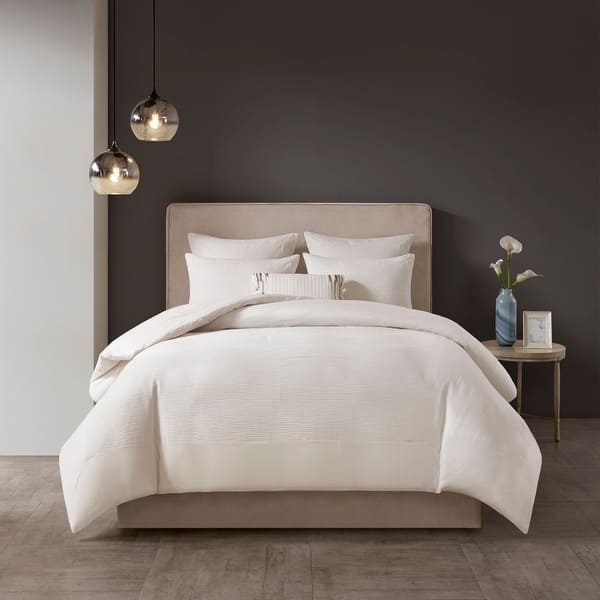 N Natori Hanae Cotton Blend Yarn Dyed 3 Piece Comforter Set 2-Color Option