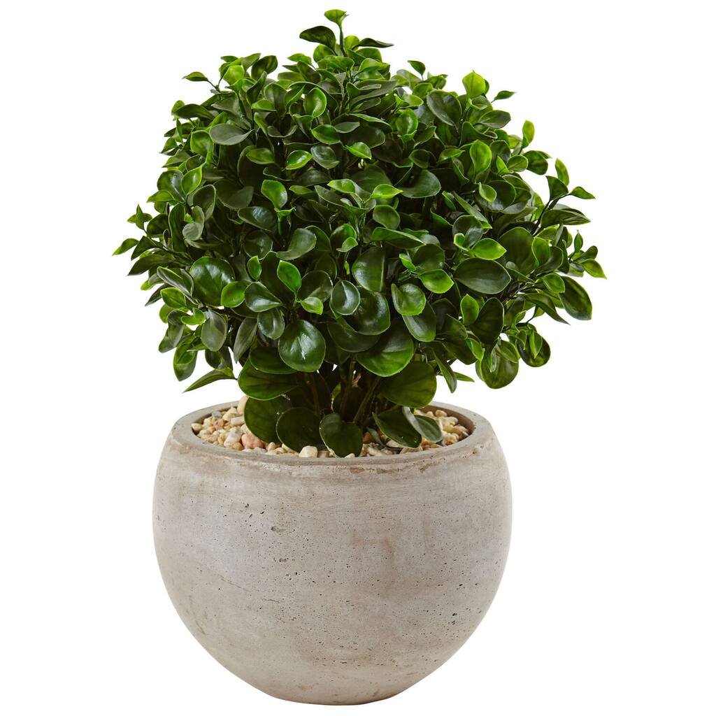 Eucalyptus Silk Plant 2ft Indoor Outdoor UV Resistant Faux Greenery in Sand Bowl - Green