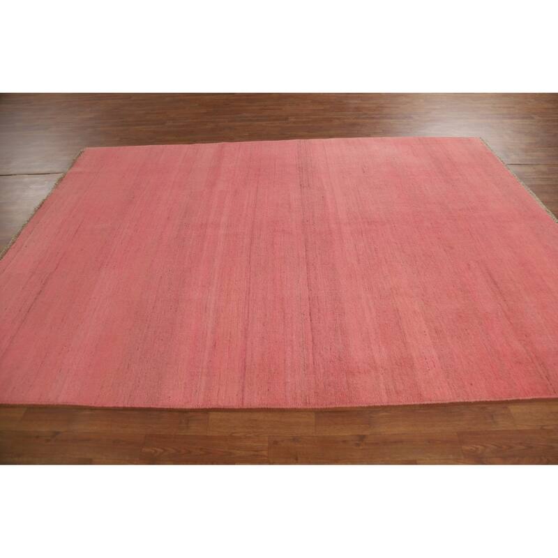 Light Pink Modern Gabbeh Oriental Area Rug Hand-Knotted Wool Carpet - 6'8"x 9'5"