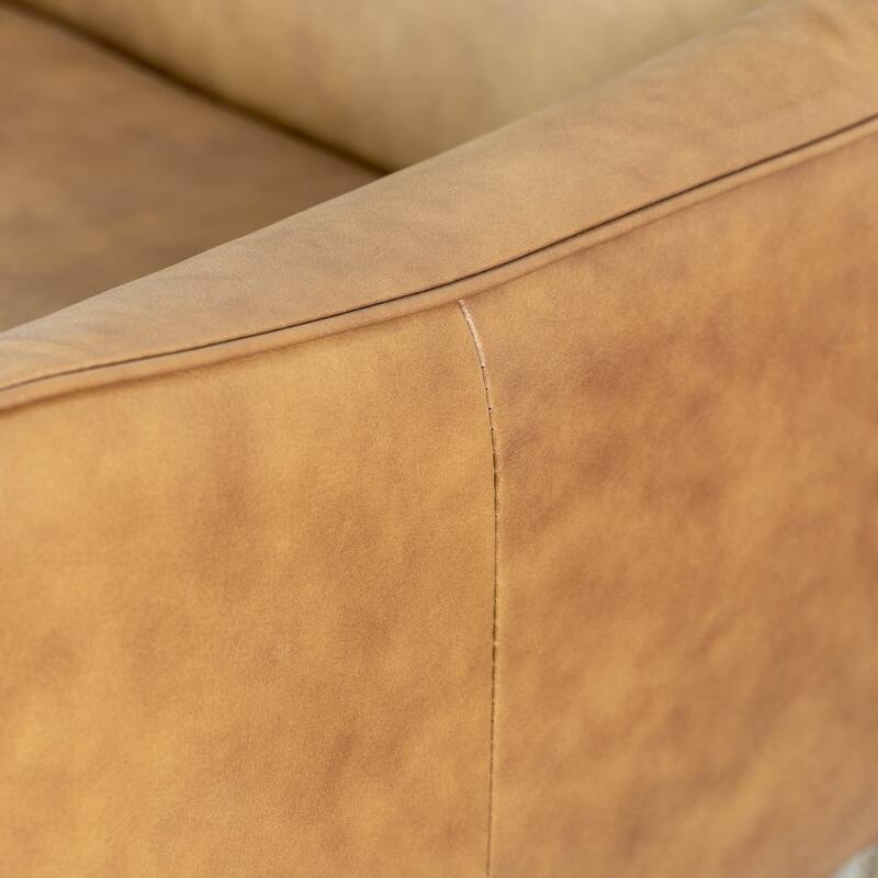 Lancelot Mid Century Modern Furniture Style Wide Top Leather Comfy Armchair