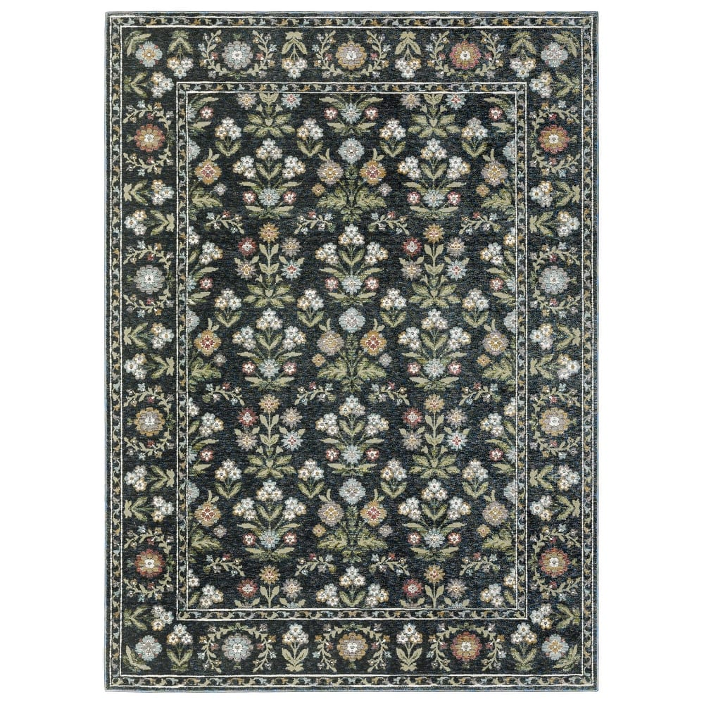 Style Haven Adalynn Bordered Floral Traditional Blue/Multi Area Rug