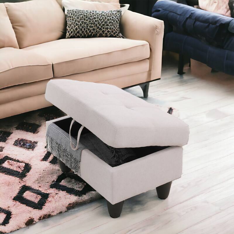 KISRAIS 28.5" Wide Upholstered Storage Ottoman
