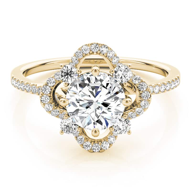 Auriya 14k Yellow Gold Lab Grown Round Diamond Halo Engagement Ring 0.50 to 5.00 ct. tw. (F-G VS)