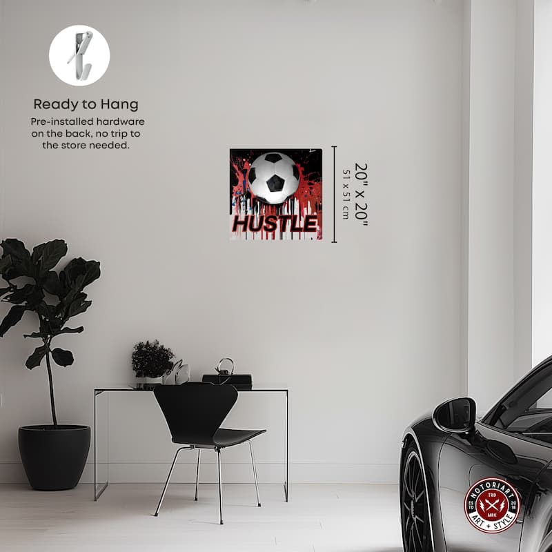 Notoriart Soccer Red Splash Gallery Wrapped Soccer 1 Piece Canvas Wall Art