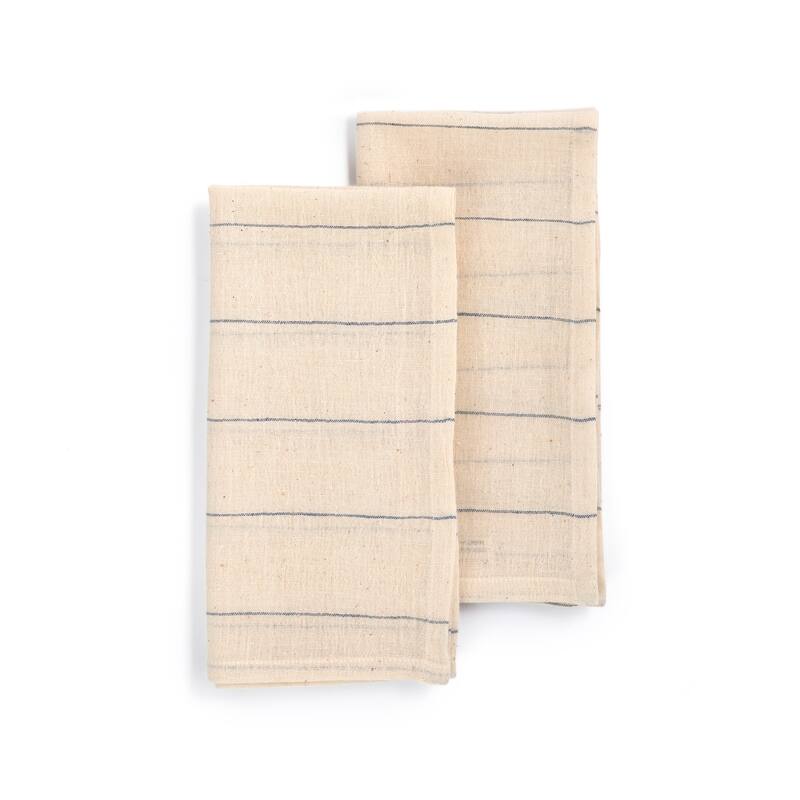 BELIEVE Napkins by Sustainable Threads | Handmade | 100% Cotton | Fair Trade | Eco-Dyed | 20"x20" (Set of 2) -  Set of 2, 20"x20" by Sustainable Threads|Blue