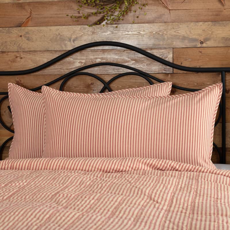 Sawyer Mill Ticking Stripe Sham - King - Country Red/Dark Tan